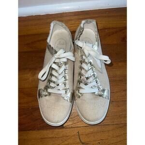 Jack Rogers gold linen Teagan sneakers size 9